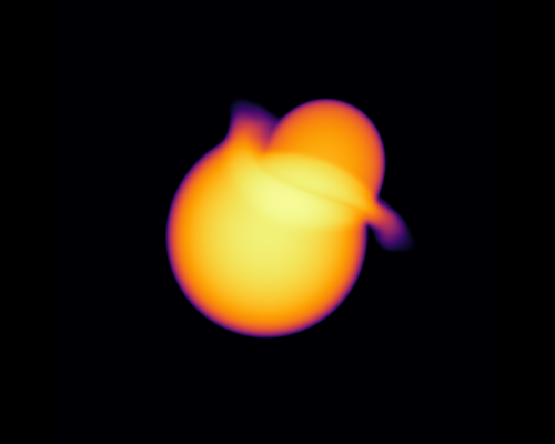 Planetary-scale collision simulated with SPH